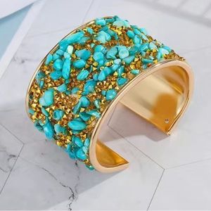 Turquoise and gold bohemian style bracelet
